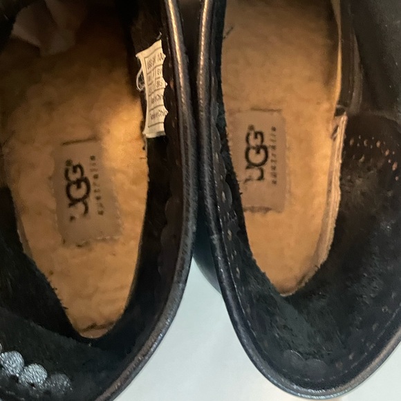 UGG AUSTRALIA DARLING S/N 1005898 DARK GRAY LEATHER CHUNKY HEEL BOOTS Size 8.5 - Picture 7 of 15